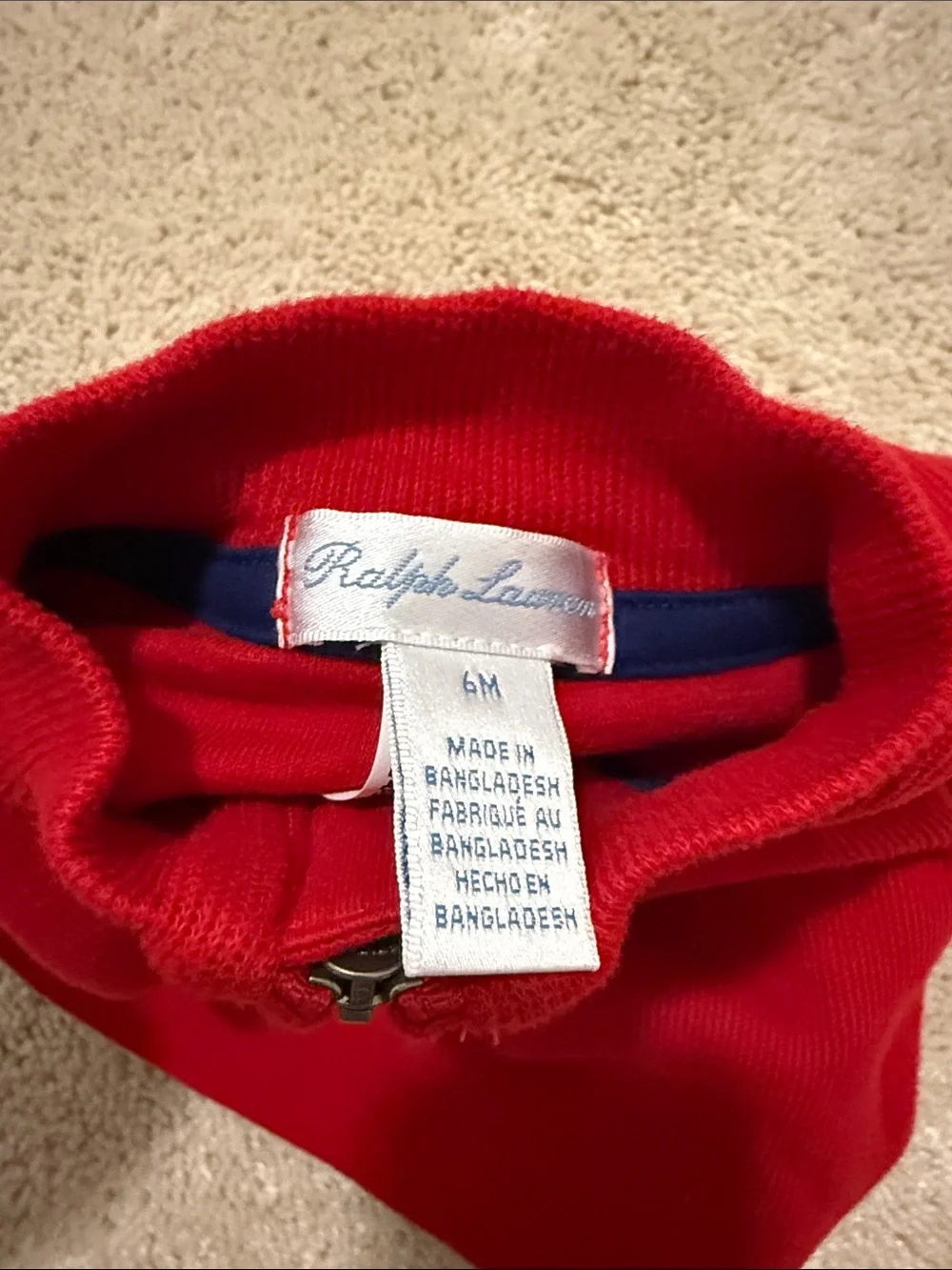 Ralph Lauren Kids Red Quarter-Zip Knit Sweatshirt with Embroidered Pony